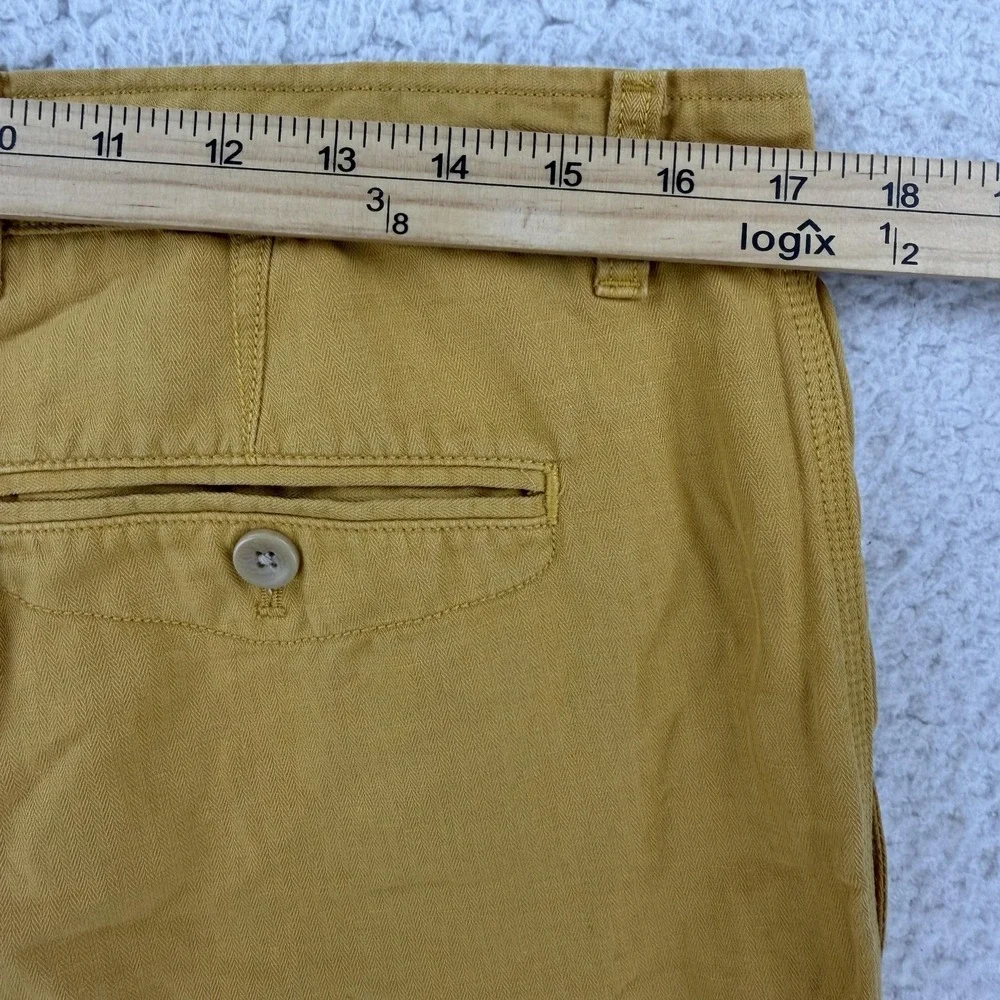 Banana Republic Shorts Mens 34 Yellow Linen Aiden Chino 9 Inseam Casual Summer